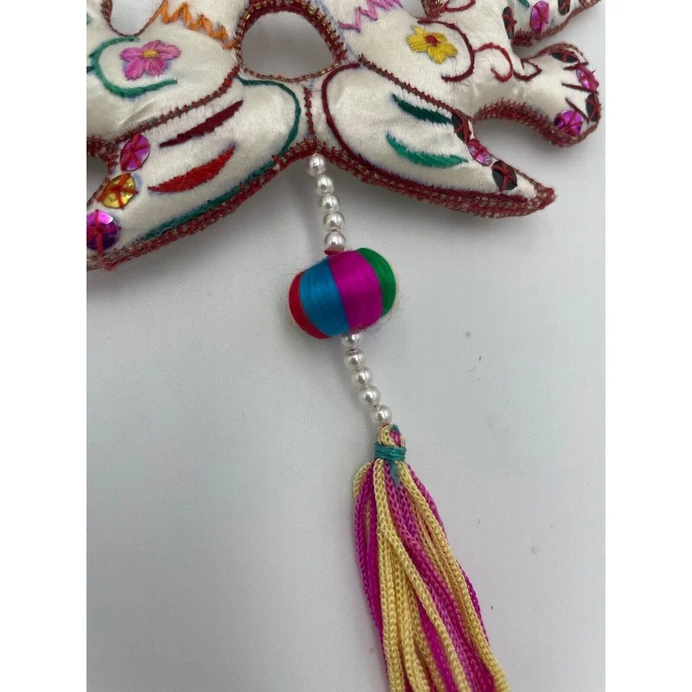 Dove Ornament Pair Embroidered Birds Tassels Hanging‎ Decoration Boho Chic